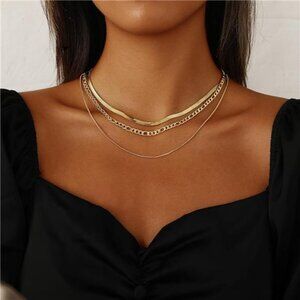 Gold Layered Necklace Set | 14K Gold/Silver Plated Adjustable O Chain with Tag